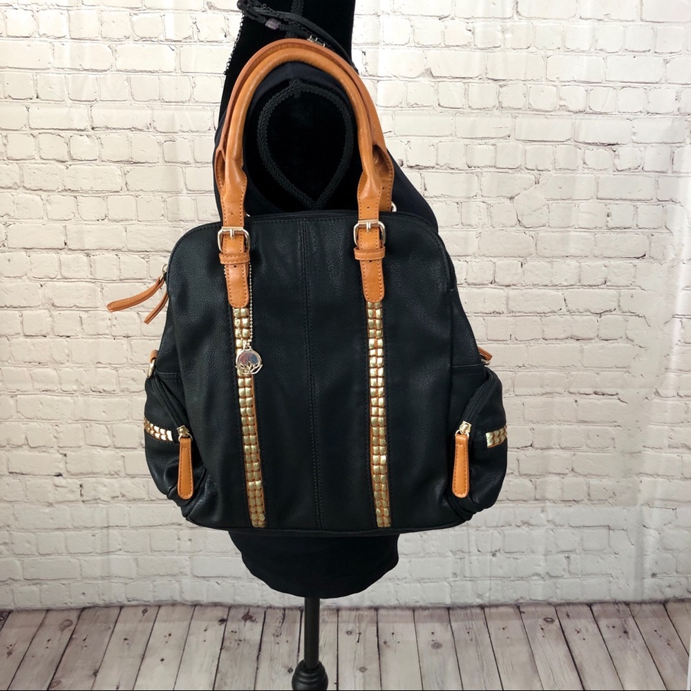 👜 Big Buddha Black and Camel Trimmed Handbag